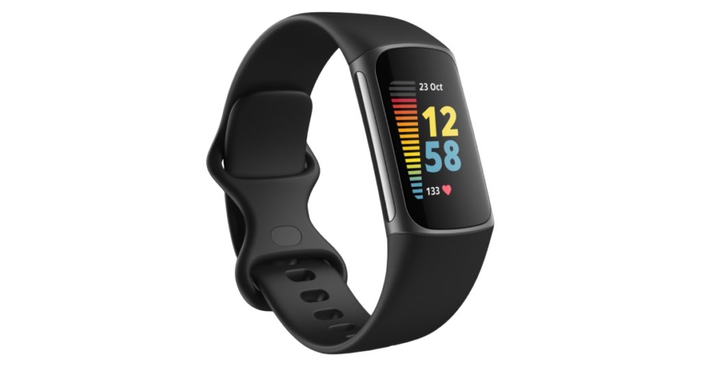 The image shows the Fitbit Charge 5, which is arguably one of the Best Health Watches.