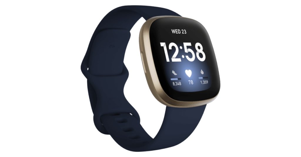 The image shows the Fitbit Versa 3, which is arguably the best heart rate monitor for weightlifting. 