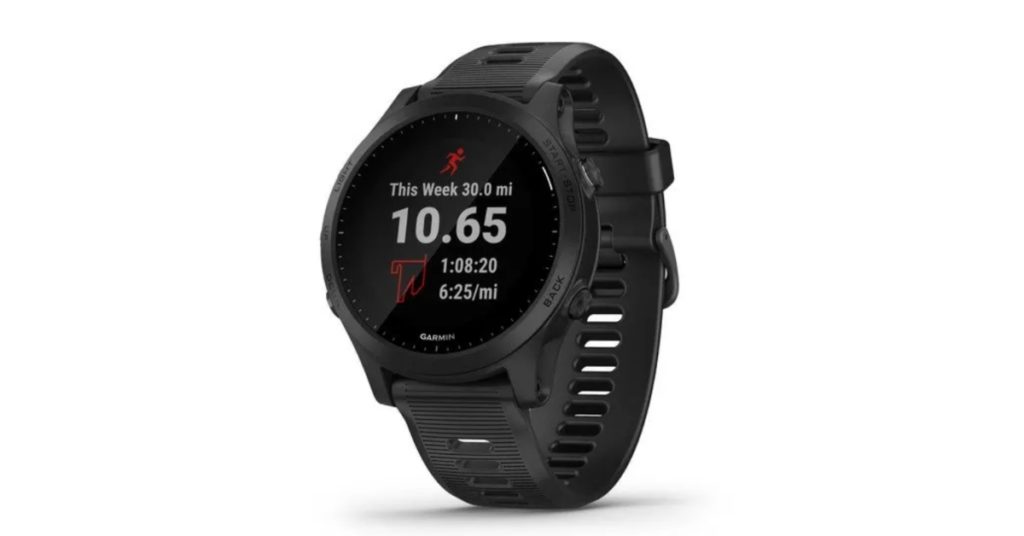 The image shows the Garmin Forerunner 945 which is perhaps one of the best heart rate monitor for crossfit available in 2022.